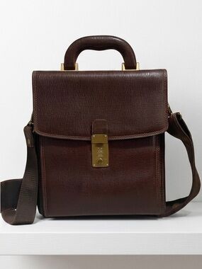Vintage Bally Leather Lock Briefcase Crossbody Bag Late 60s Early 70s Style